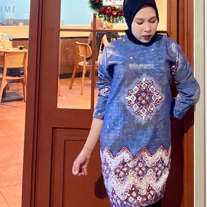 Tunik jumputan bahan dolby
