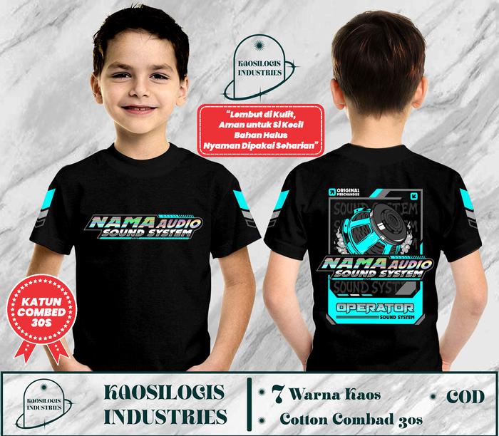 Kaos Anak AUDIO Reflektif Gratis nama audio - Kaosilogis