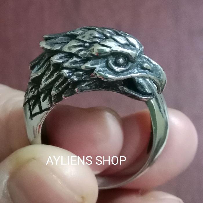 CINCIN UNIK NAHAN BERLAPIS PERAK BAKAR MODEL BURUNG - CIN034 SILVER ANTIK