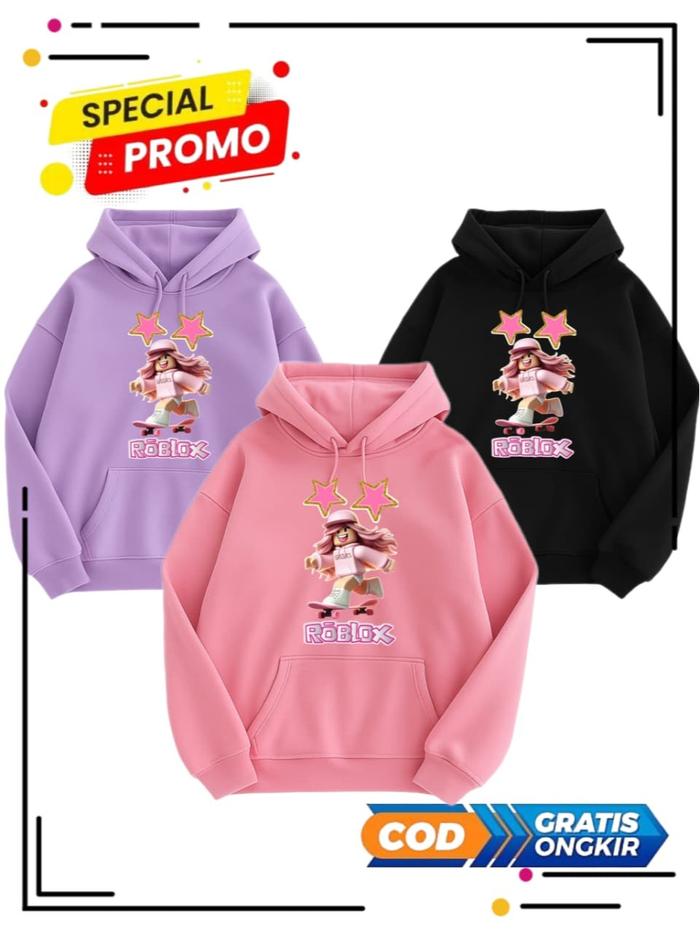 Hoodie Anak Perempuan Motif Roblox Sketbot Bahan Fleece Tebal dan Lembut Usia 5-15 Tahun Sweater Hoo