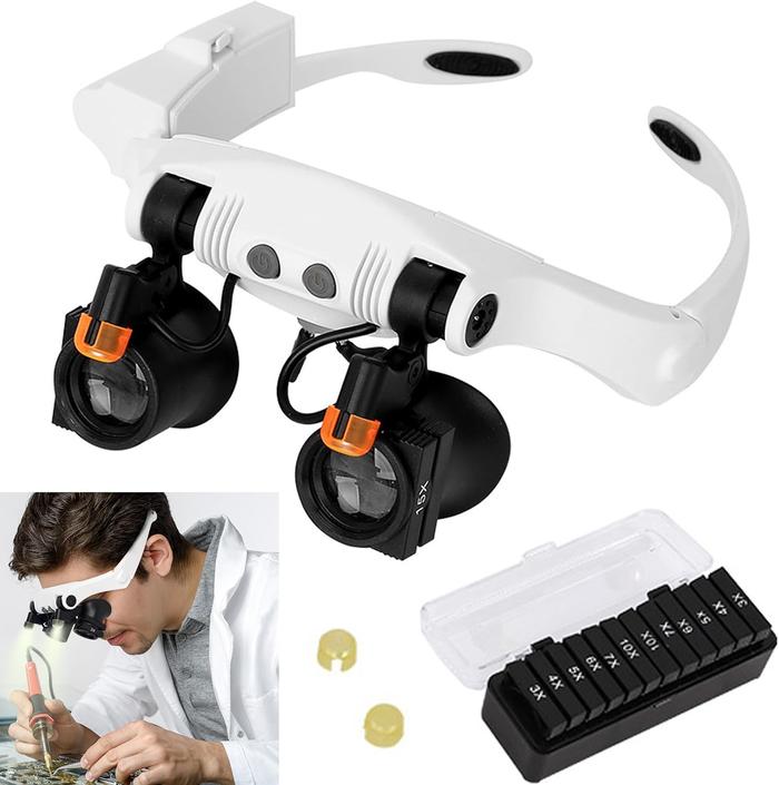 BEST-6 Kaca Pembesar Reparasi Jam 7 Lensa LED - Super Detail 15X Magnifier