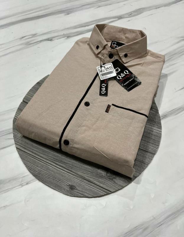 Kemeja Polos Pria Lengan Pendek Lis Bahan Oxpor Kemeja Casual Size M L XL Warna G2