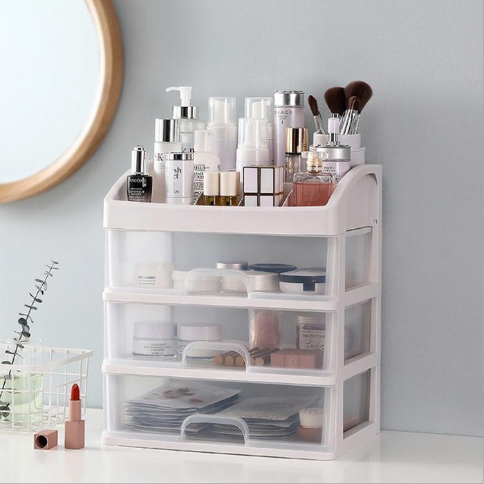 [HAO] RK03 Rak BESAR Kosmetik 3 Laci Susun/Makeup Storage Organizer Multifungsi/Tempat Kosmetik/Kota