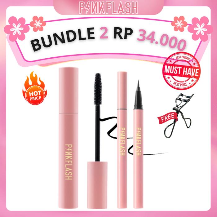 PINKFLASH Bundling 2 pcs Mascara + Eyeliner Long Lasting Waterproof - Maskara dan Eyeliner