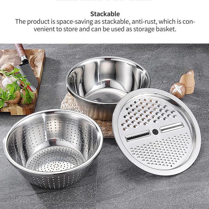 1 Set 3 Pcs Parutan Serbaguna/Baskom Parutan Set 3 In 1 Stainless/Baskom Parut
