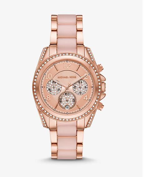 Jam Tangan Wanita MK6763 Oversize Blair Pave Rose Gold Tone