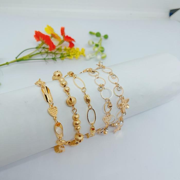 Gelang rantai titanium lapis emas