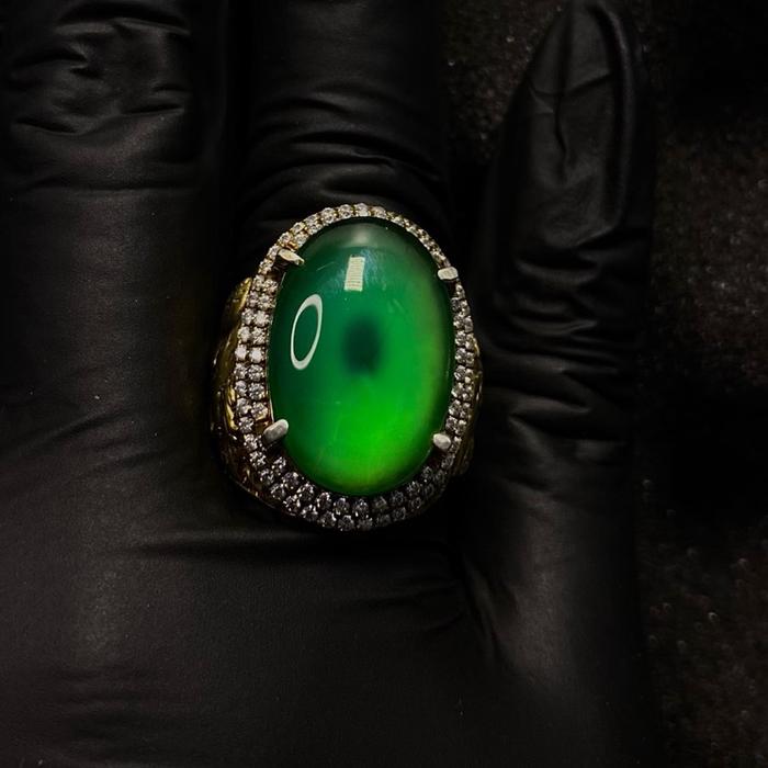 Ijo Garut Darson Kristal Giwang, Ring Perak Handmade Microsetting