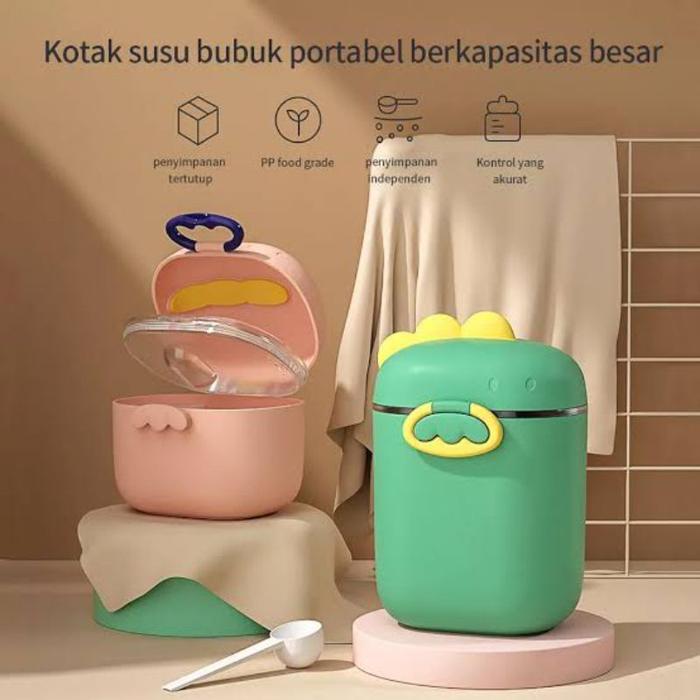 Kotak Tempat Penyimpanan Susu Bubuk Bayi DINO Perlengkapan bayi Tempat susu anak motif