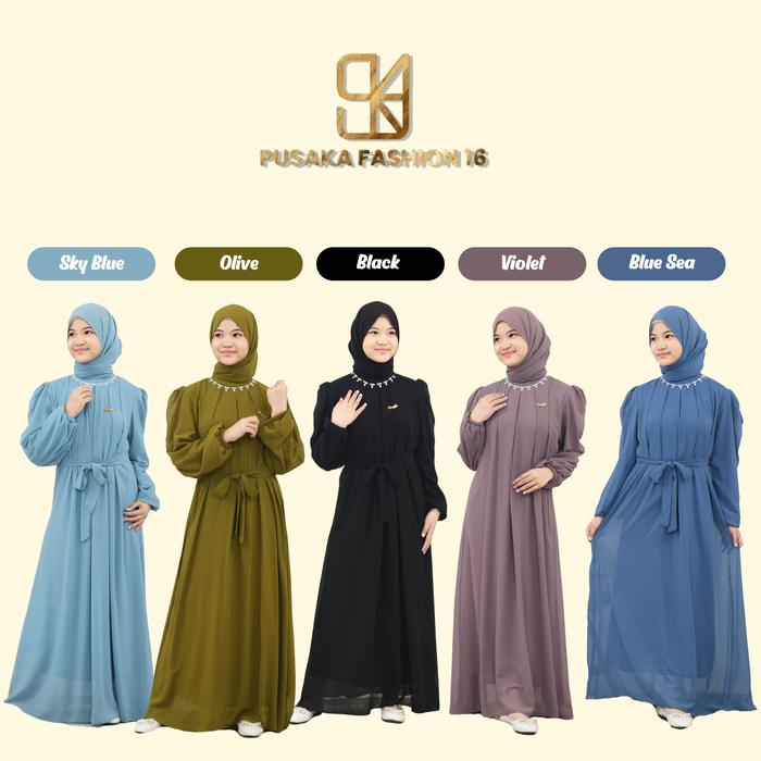 INAYA Gamis couple ibu dan anak perempuan remaja tanggung ceruty babydoll mix payet warna emerald ma