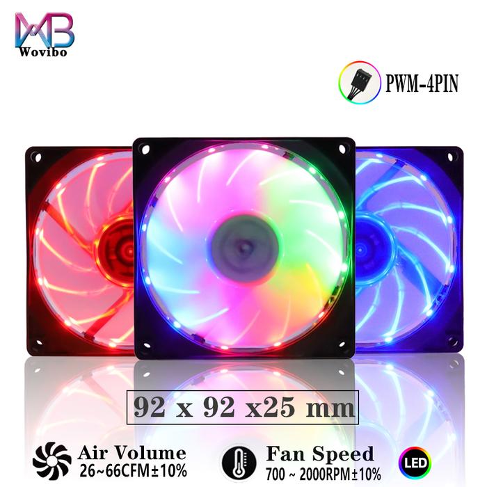 Wovibo 90Mm Kipas 92Mm Pwm 4PIN Casing Komputer Kipas Ventilasi Diam