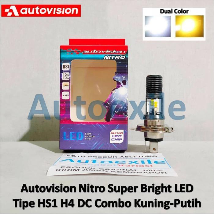 AUTOVISION NITRO SUPER BRIGHT LED HS1 H4 DC COMBO DUAL COLOR KUNING PUTIH LAMPU MOTOR VERZA NEW MEGA