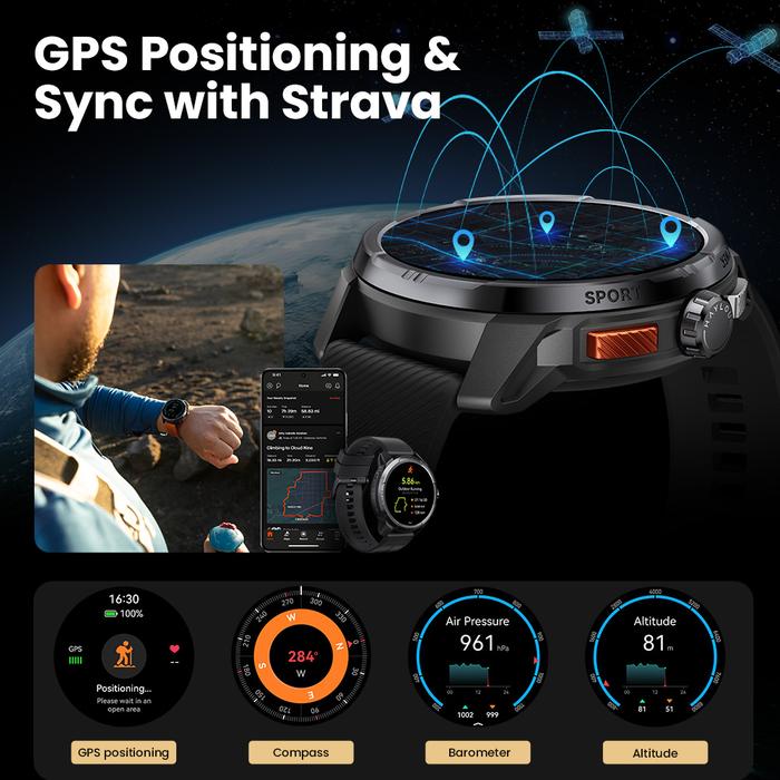 HAYLOU Solar Ultra GPS Smartwatch 1.6” AMOLED Display 5ATM Waterproof Built-in GPS Bluetooth Phone C