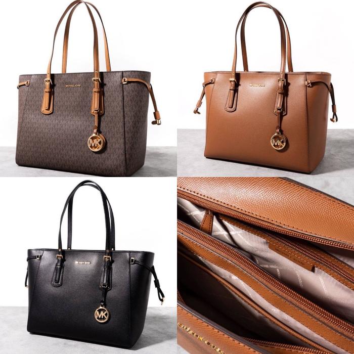TAS WANITA MK VOYAGER MEDIUM TOTE BAG CROSSGRAIN LEATHER ORIGINAL