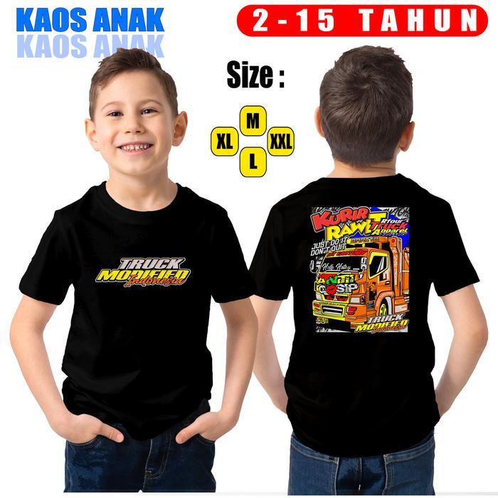 Kaos Anak Motif Truck Kurir Rawit - Baju Truck oleng - Nyaman dan adem