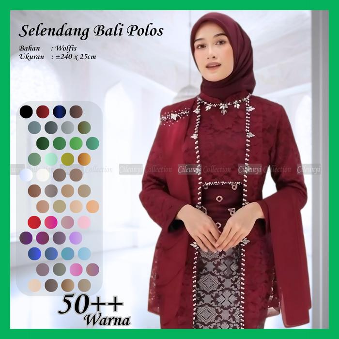 Cileunyi Collection Selendang Bali Polos Raqs Ukuran M 240 x 25 cm Bahan Wolfis Tebal Panjang Tanpa 