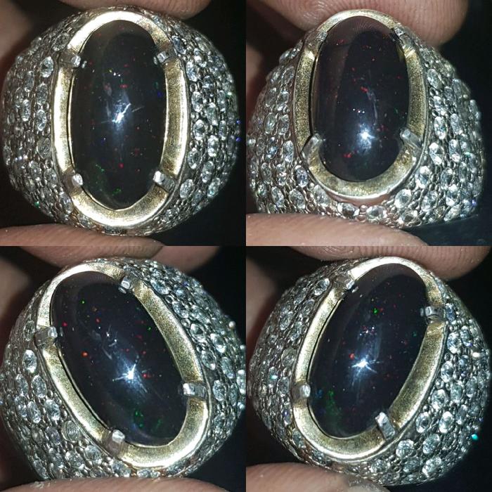 NATURAL BLACK OPAL 4.68 cts hq banten batu sama memo tanpa cincin