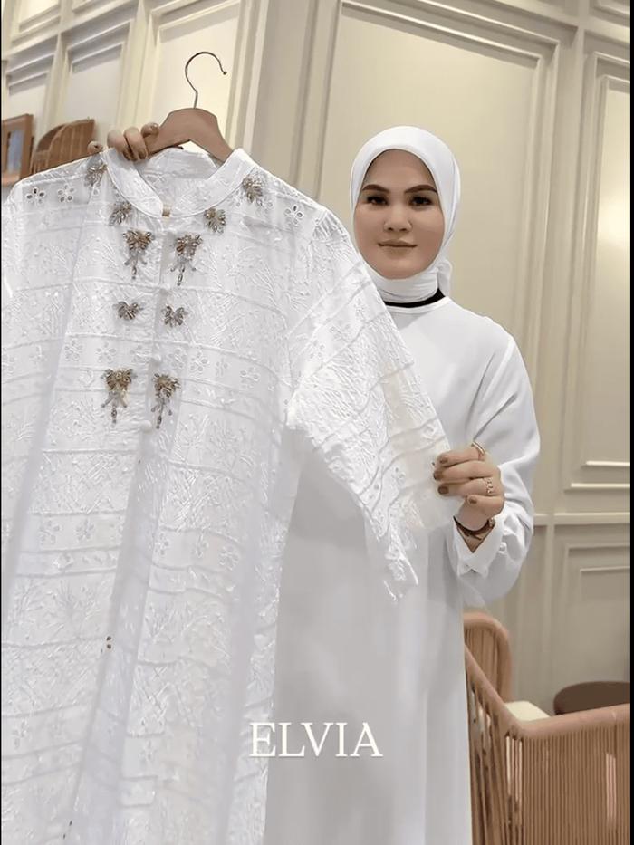Sallaco Dress - Sallaco Gamis Premium / Sallaco Elvia Outer / Gamis Outer/ Elvia Kebaya Putih Bordir