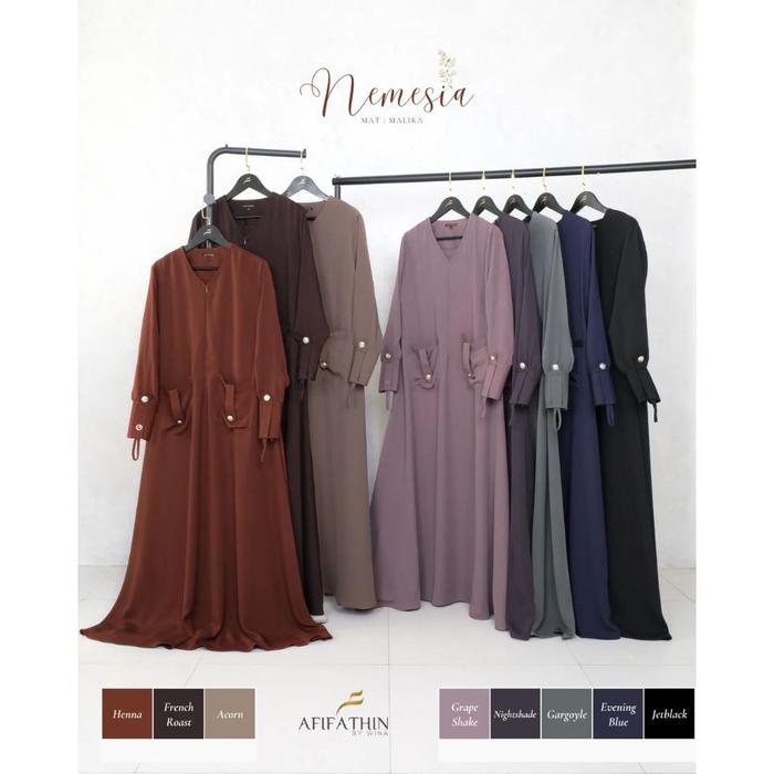 Gamis Set Khimar Abaya Premium Bahan Katun Elegan Afifathin Ukuran Sampai XL