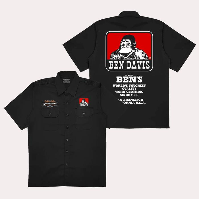 Oneshirt Kemeja Workshirt  Distro Ben Davis Mnky Baju Pdh  Katun Hitam Keren