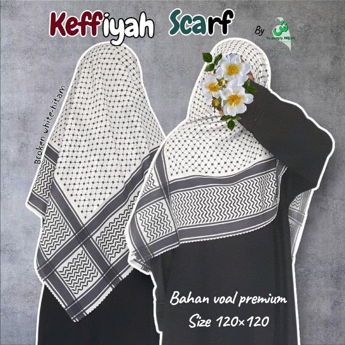 Keffiyah Scarf Syari Palestina Scarf jumbo syari 140x140 120x120 Voal Pouch Jilbab Square Segi Empat
