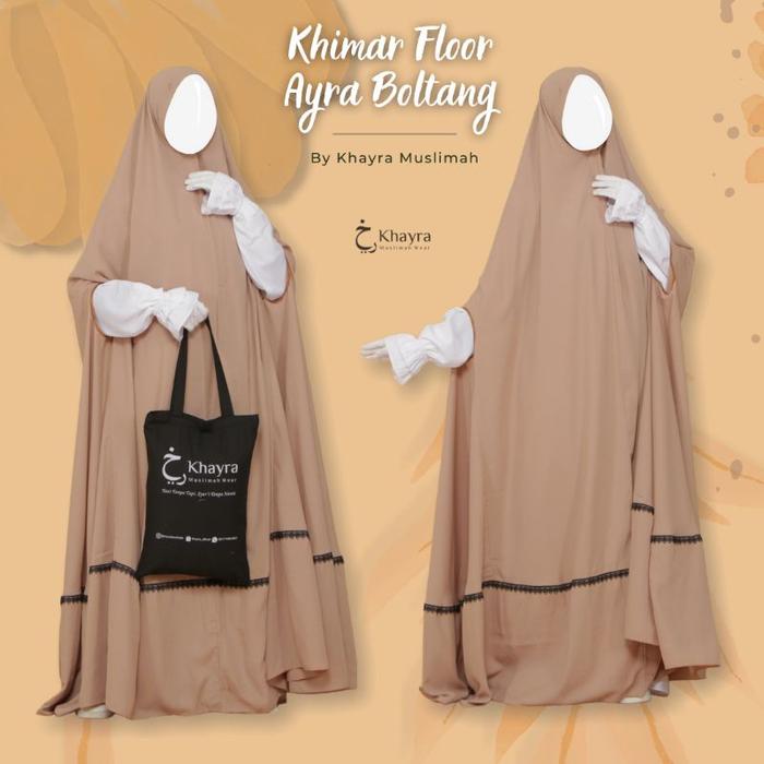 Dapatkan Khimar Floor Ayra Bolong Tangan By Khayra Muslimah