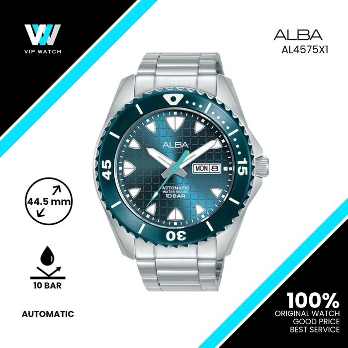 Alba AL4575X1 Jam Tangan Pria Otomatis 44.5mm Tahan Air 10 Bar Original Watch Good Price Best Servic