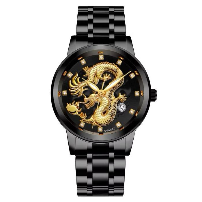 (Terima Cod)Jam Tangan Pria Rolex Naga StrapTali Rantai Tanggal Aktif(Dikirim Dari Jakarta)
