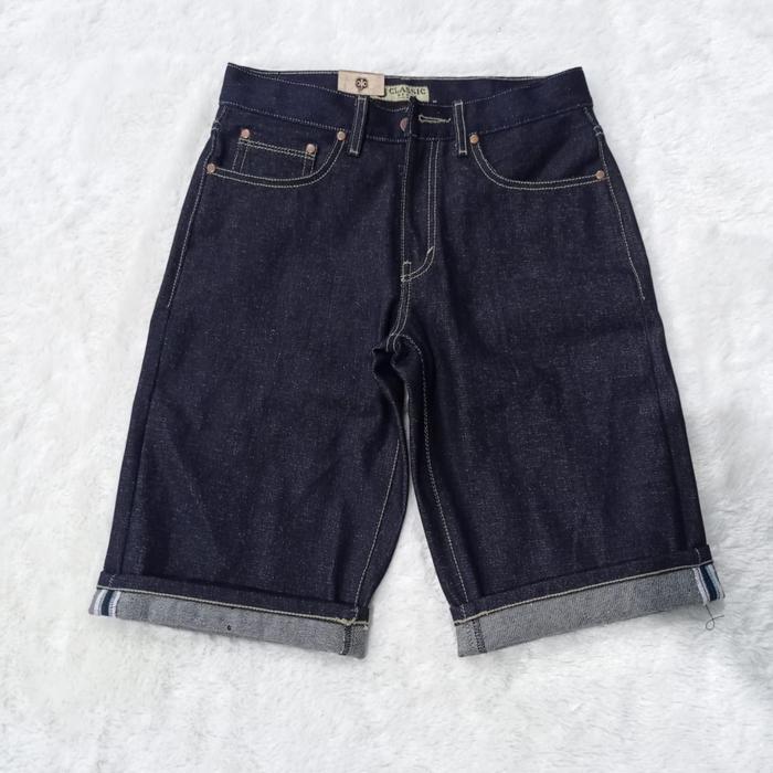 Celana pendek raw denim selvedge accent 14oz // celana raw denim 14oz pendek