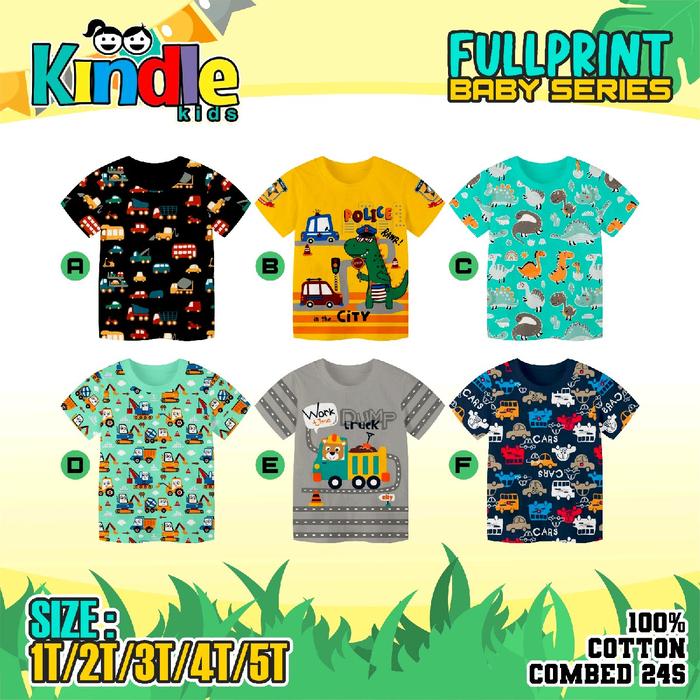 KINDLE KIDS KAOS PENDEK FULL PRINT BABY SERIES KAOS ANAK LAKI-LAKI LENGAN PENDEK HARIAN 1-5 TAHUN GA