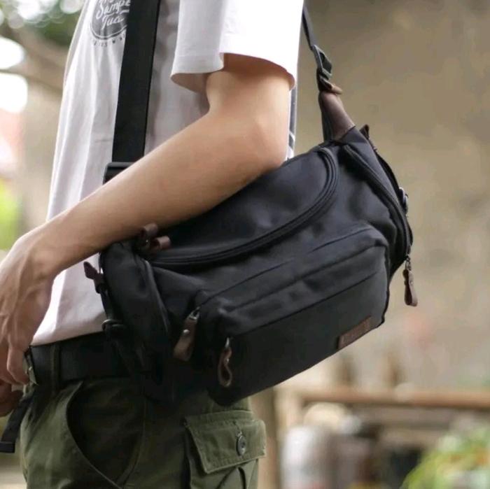 pussil waistbag kombinasi kulit Selempang Pria