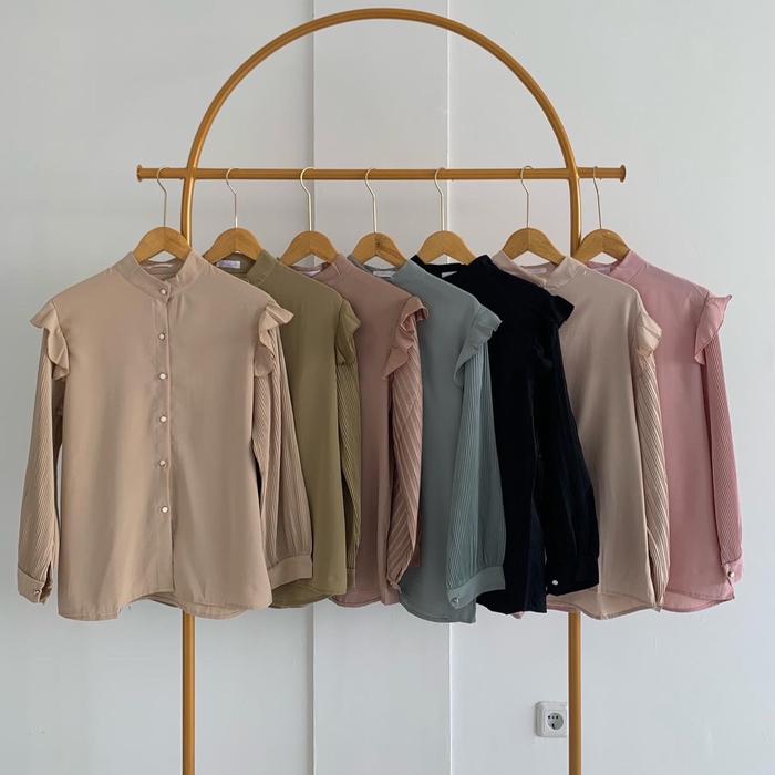 Plisket Blouse bahan Silk Import Bangkok