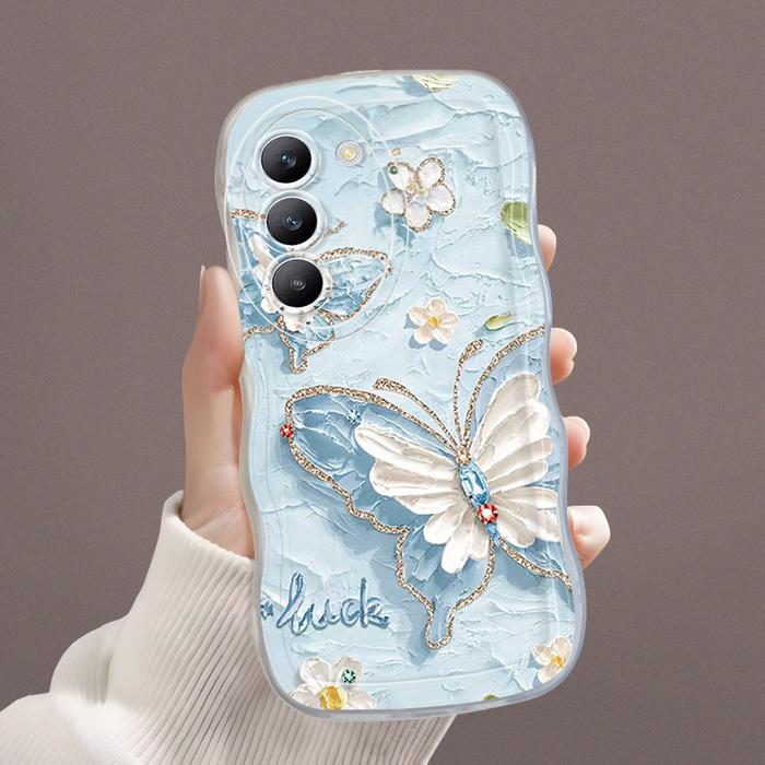 Vivo Y100 4G 5G Untuk Phone Case Hp Casing Bergelombang Cover Blue Butterfly Softcase Cassing