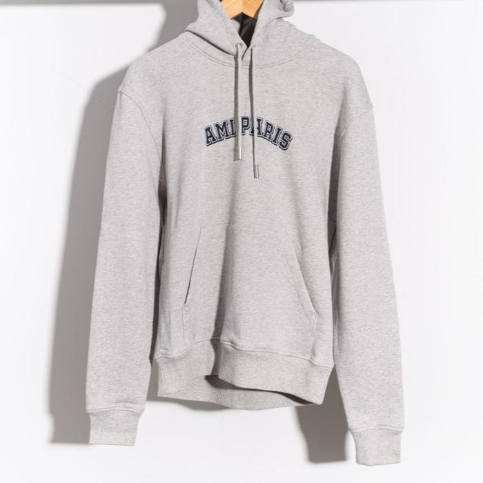 AMI PARIS Ami paris logo print hoodie ( UNISEX )  Heather Ash Grey