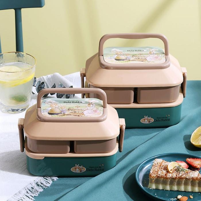 Kawaii Lunch Box For Girls School Kids Plastic Picnic Bento Box