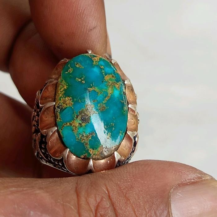 batu cincin pirus Persia ring perak handmade custom