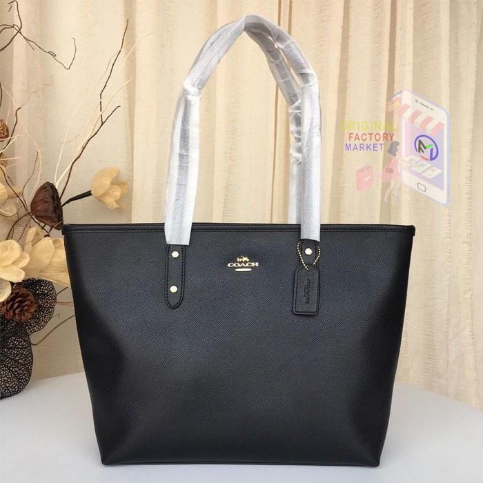 TAS COC F58292 Tote City Zip Crossgain Leather Black