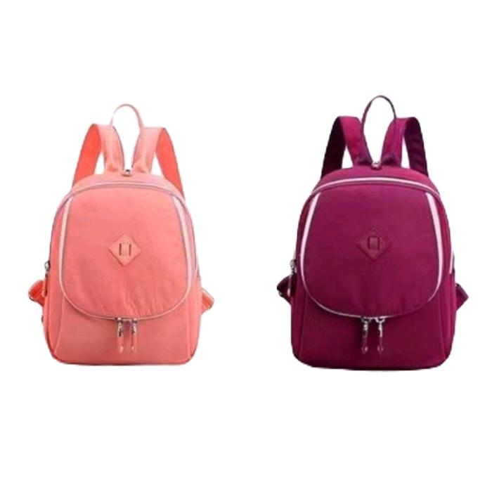 Ransel Wanita Mini Parasut Tas Dada 2in1 dengan 2 Resleting Ukuran 15cm x 18cm Warna Cerah dan Menar