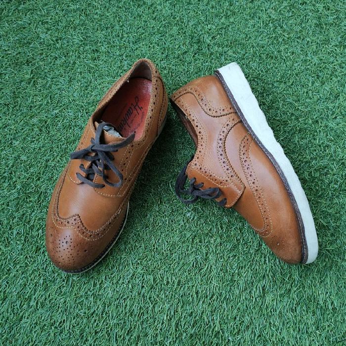 sepatu hawkins oxford brogue wingtip moctoe low boot full brown authentic not redwing or drmartens S