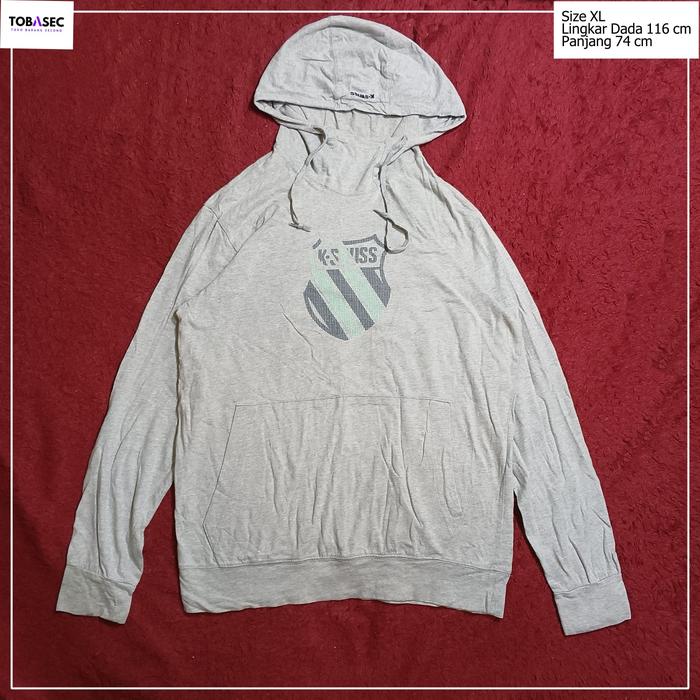 Hoodie K-Swiss K Swiss Kswiss bahan Katun warna Abu motif Sablon     Size XL