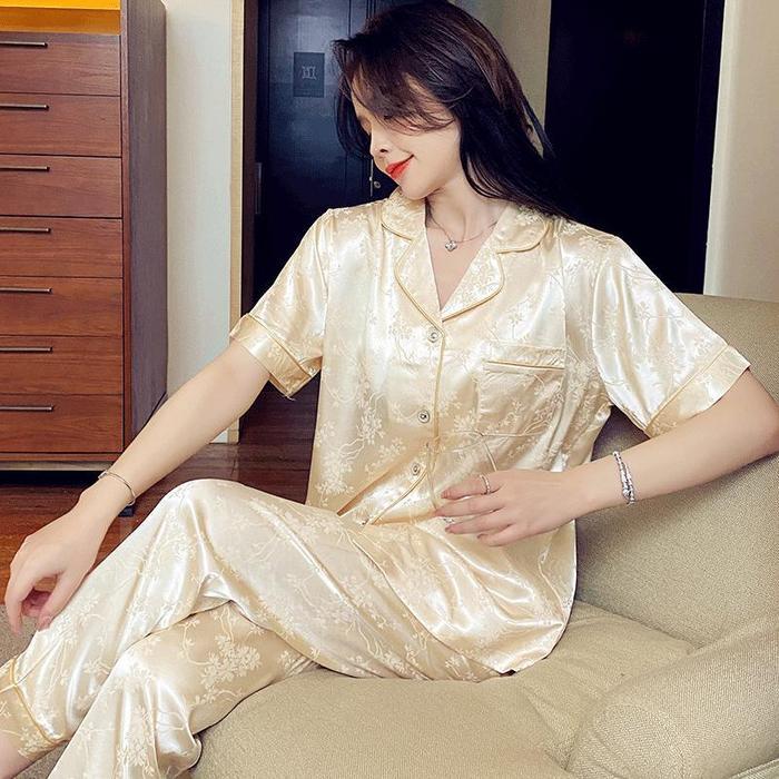 Piyama wanita sutra sintetis yang baru diimpor/baju piyama/baju tidur wanita/piyama wanita korean st