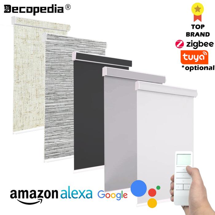 Decopedia Roller Blinds for Windows Motorized Cordless Smart Window Blinds Blackout Roller Day and N