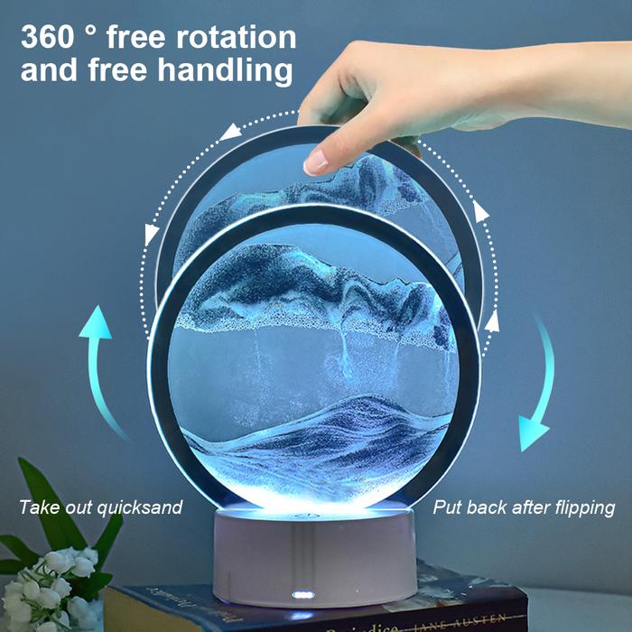 Lampu LED 3D lukisan pasir jam pasir lampu meja pasir apung lampu