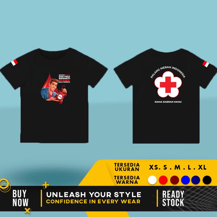 Kaos Anak Baju PMI Palang Merah INDONESIA Relawan Donor | Cotton Combed 30s