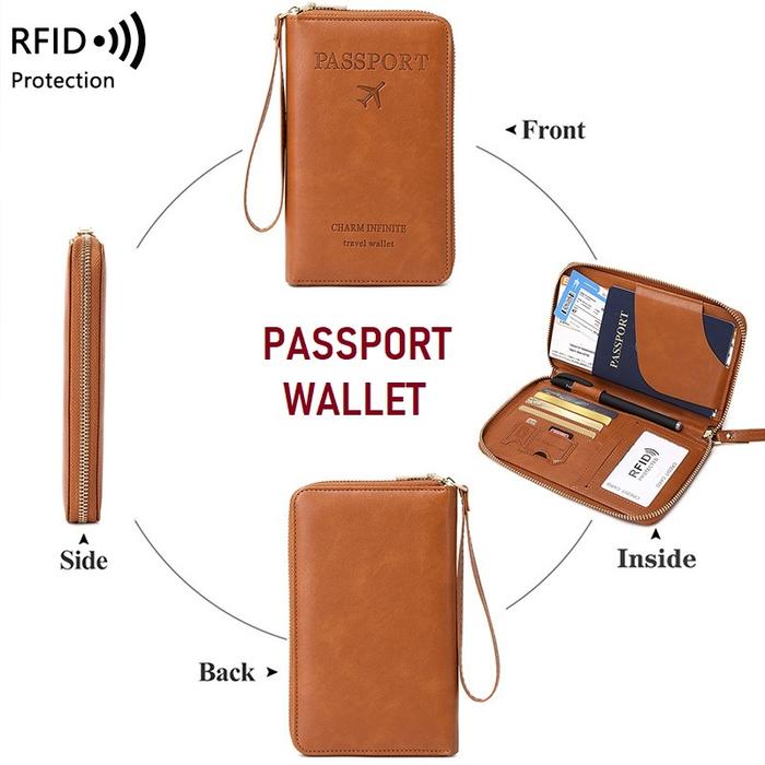 RFID Protection PU Leather Passport Wallet / Dompet Paspor dengan proteksi RFID