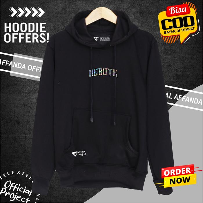 sweater basic jumbo oversize keren aesthetic murah warna hitam sablon hologram list simple debute su