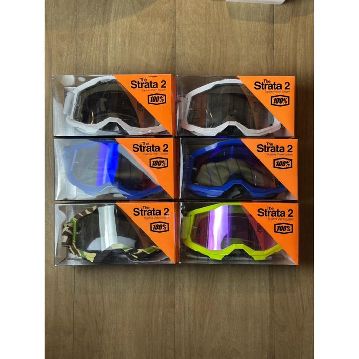 GOGGLE 100% STRATA 2 ORIGINAL KACAMATA TRAIL /GOGGLE CROSS