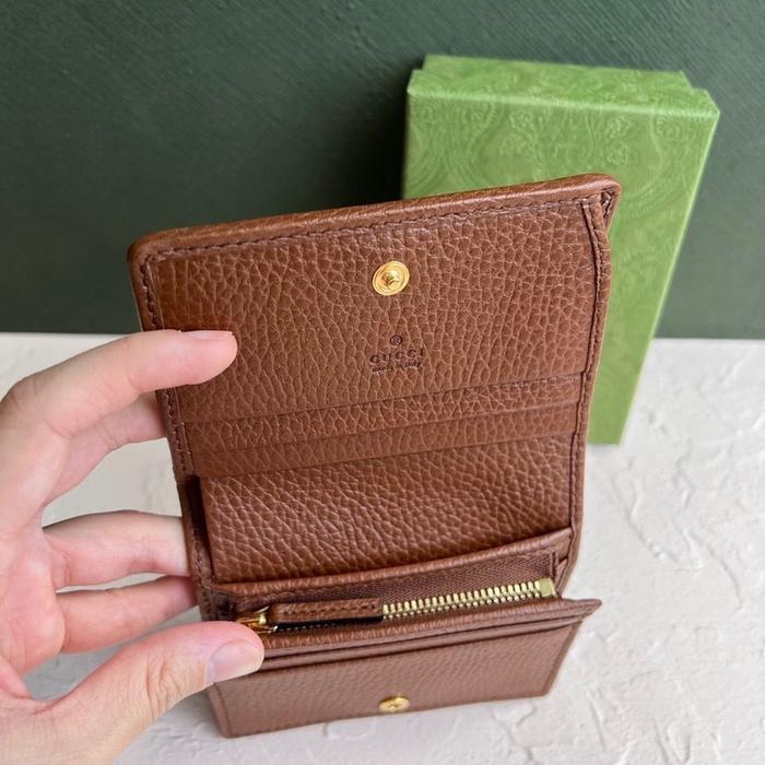 GUCCI HORSEBIT 1955 DENIM JACQUARD COMPACT WALLET IN DARK BLUE