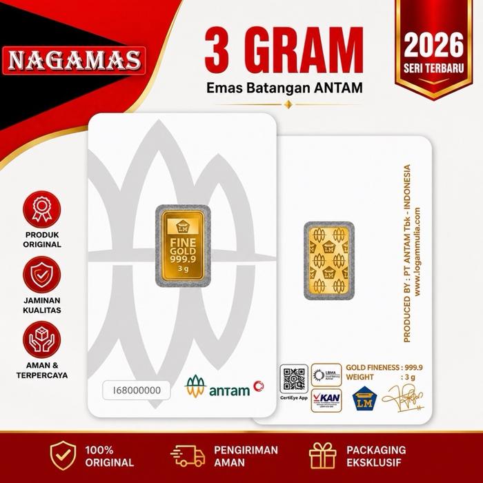 LOGAM MULIA ANTAM, CERTIEYE 3 GRAM, EMAS BATANGAN ANTAM 3 GRAM, LM ANTAM 3 GRAM