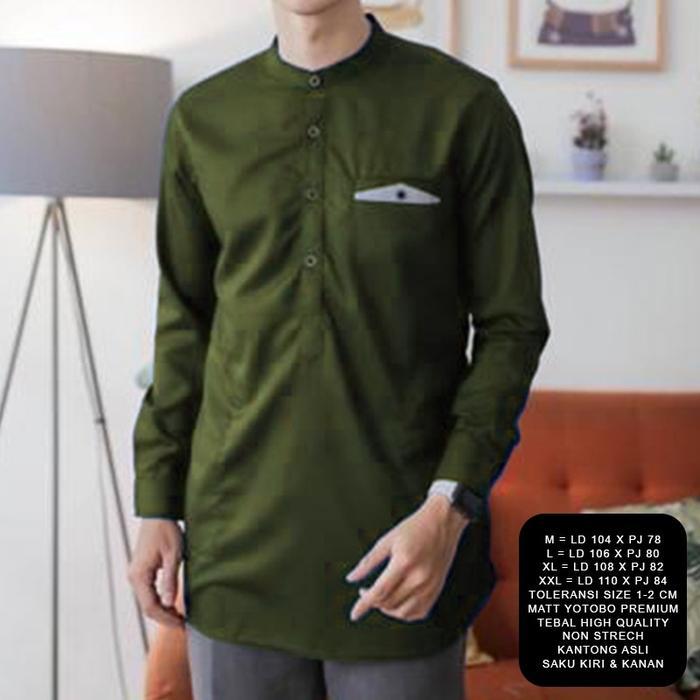JJ430 Kemeja Koko Pria Lengan Panjang Polos Toyobo Premium Tebal Koko Kurta M L XL XXL Atasan Baju L